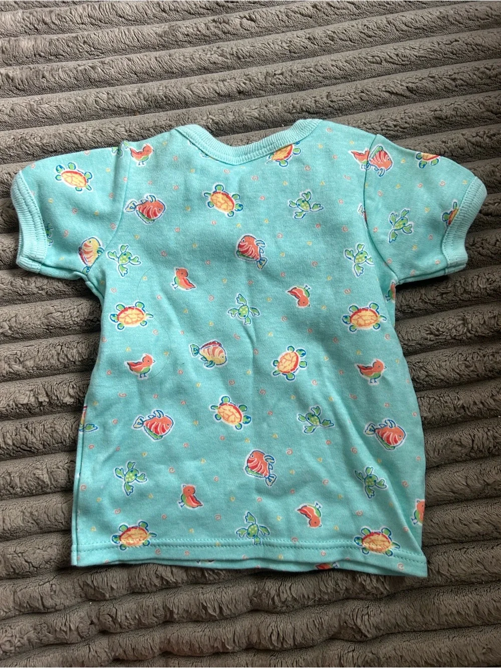 Vintage Carters Sea Life Print Short Sleeve Top - Aqua